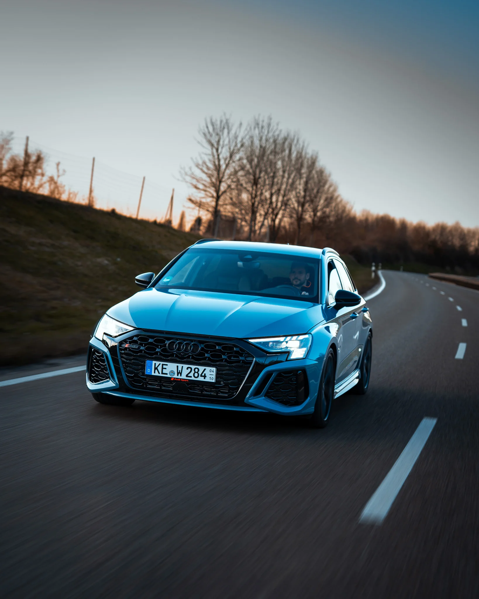 Car photography Allgäu – vehicle on country road